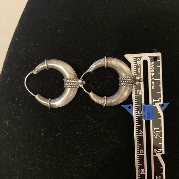 TRIBAL HOOP Silver/925 Earrings Vintage - Picture 3 of 5